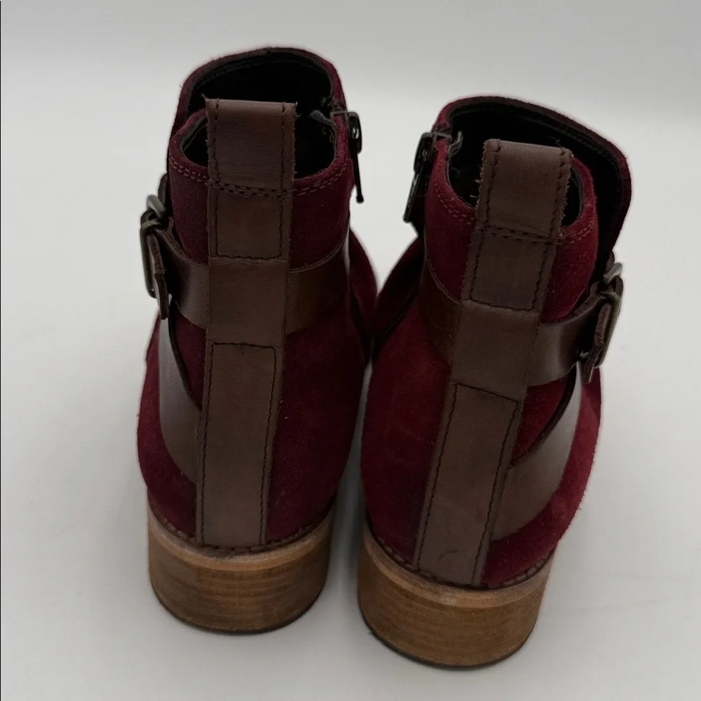 Diba true Women's Burgundy Ankle combat Boots women 8 leather suede casual Y2K